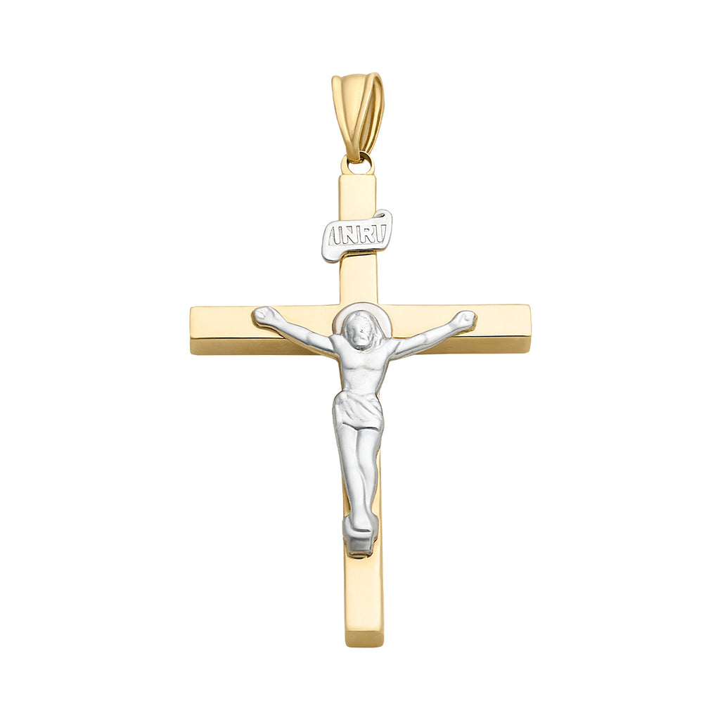 Dije Crucifijo En Oro Amarillo Y Blanco De 14K ARPCR0668YW (9641834184984)