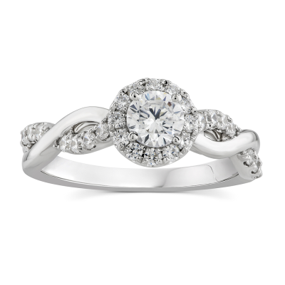 Anillo De Compromiso Oro Bco 14K Con Dte (8010916299032)