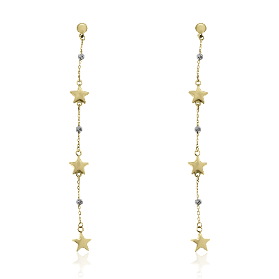 Aretes Largos Estrellas Oro Bicolor 14K – Guvier