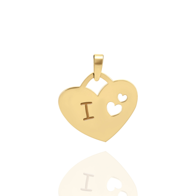 Inicial Corazón Letra M  Oro 14K (6593672282185)