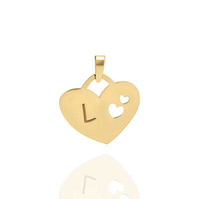 Inicial Corazón Letra M  Oro 14K (6593672282185)