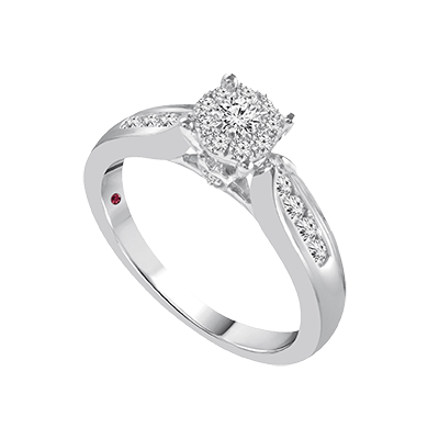 Anillo De Compromiso Roseta En Oro Blanco De 14K Con Diamante SDPRE-5707