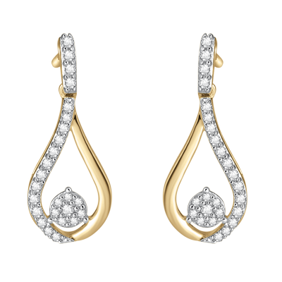 Aretes Oro 14K Con Diamante – Guvier